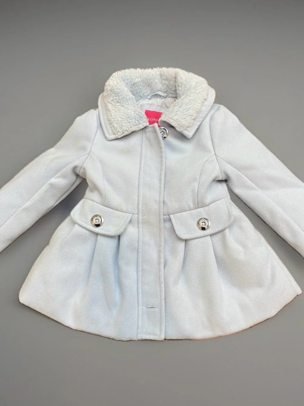 London Fog Toddler Girls Flared Peacoat Winter Jacket Light Blue 2T